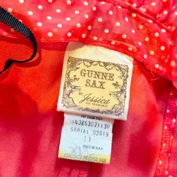 1970s Gunne Sax Red Polka Dot Ruffle Gown - Picture 2 of 2